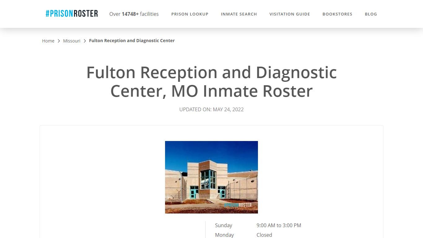 Fulton Reception and Diagnostic Center, MO Inmate Roster - Prisonroster